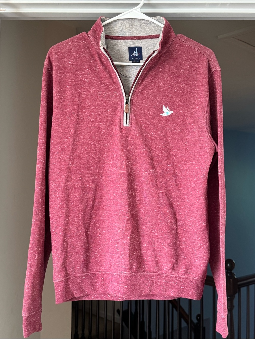 johnnie-O Men's Heathered Maroon 1/4 Zip Pullover